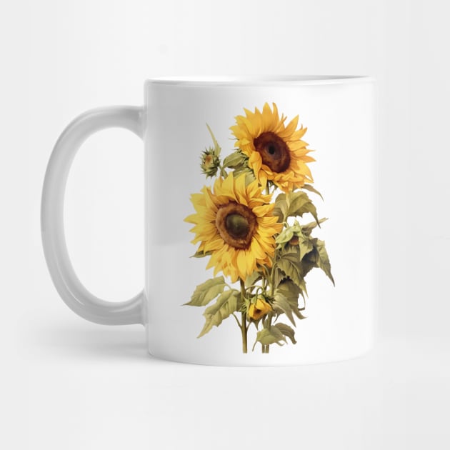 Botanical illustration of sunflowers by ArtVault23